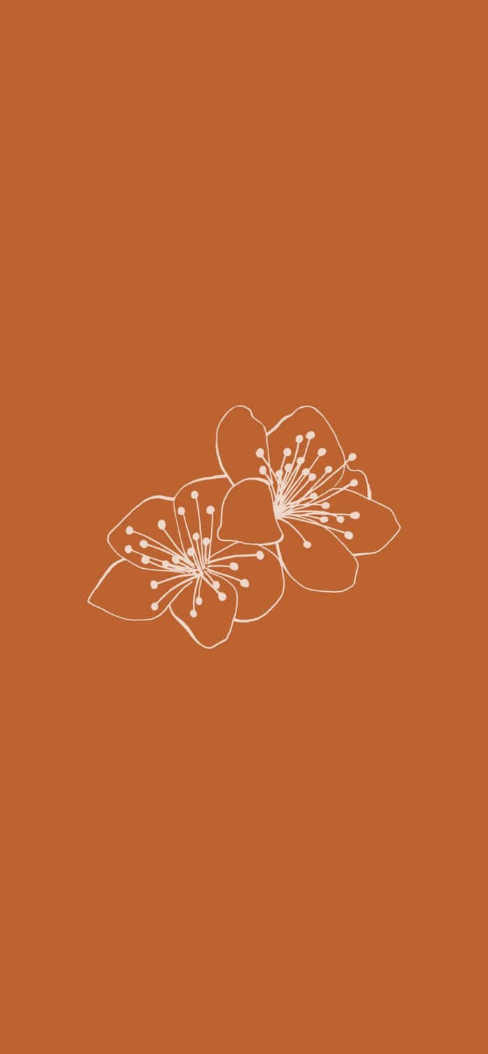 Burnt Orange Floral Illustration Wallpaper