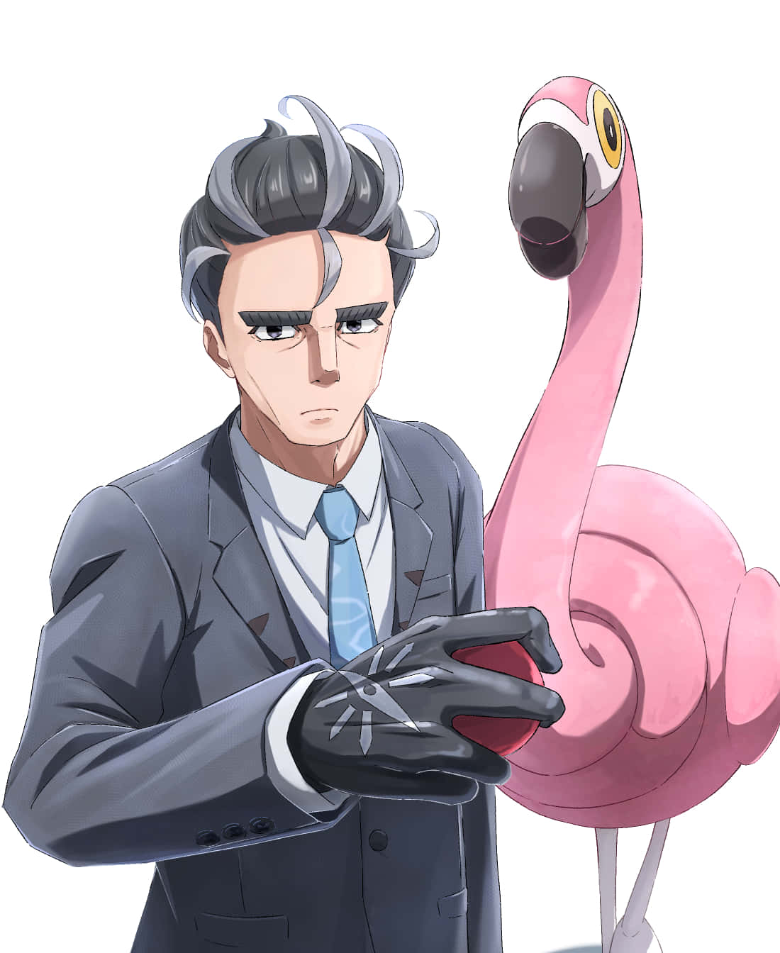 Businessmanand Flamingo Anime Style Wallpaper