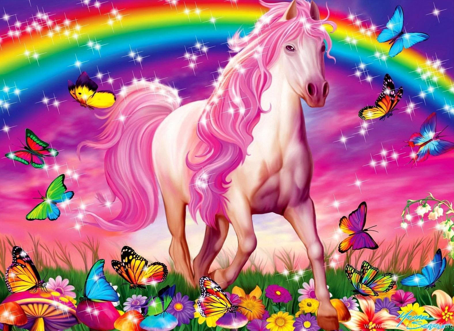 Butterflies Rainbow Unicorn Wallpaper