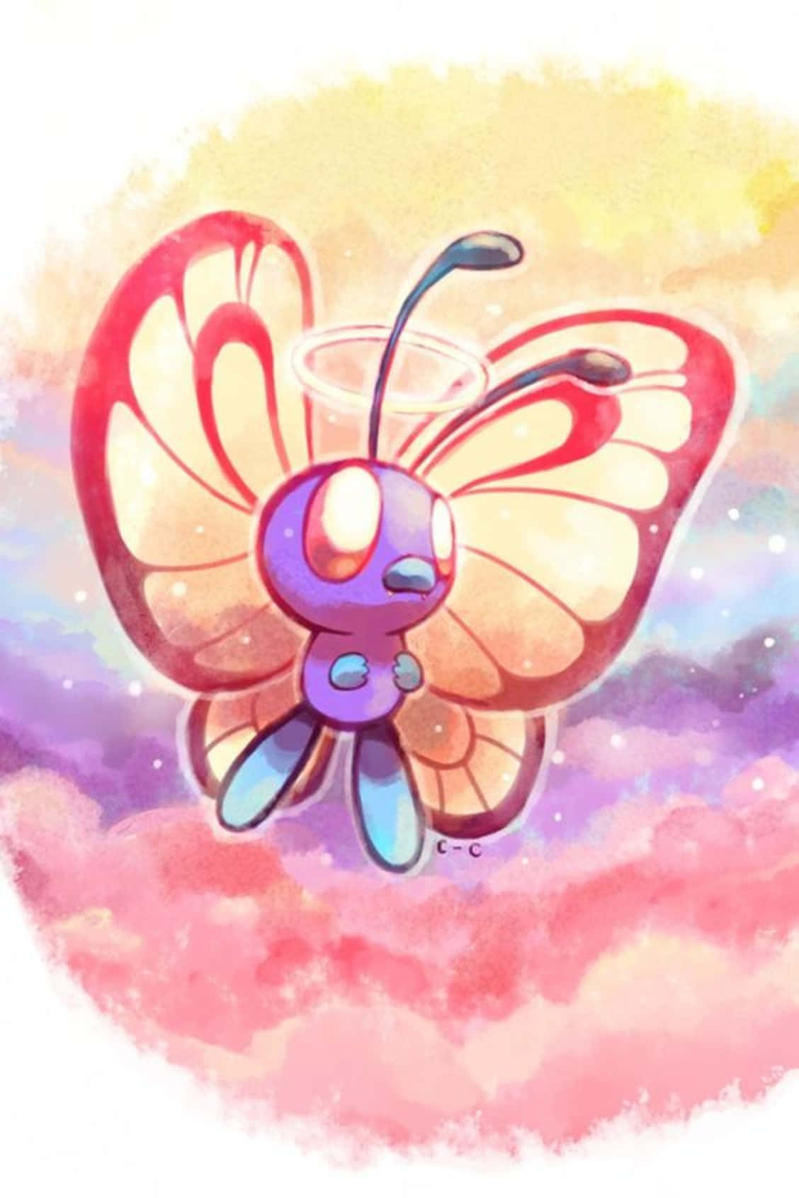 Butterfree Colorful Splash Phone Wallpaper