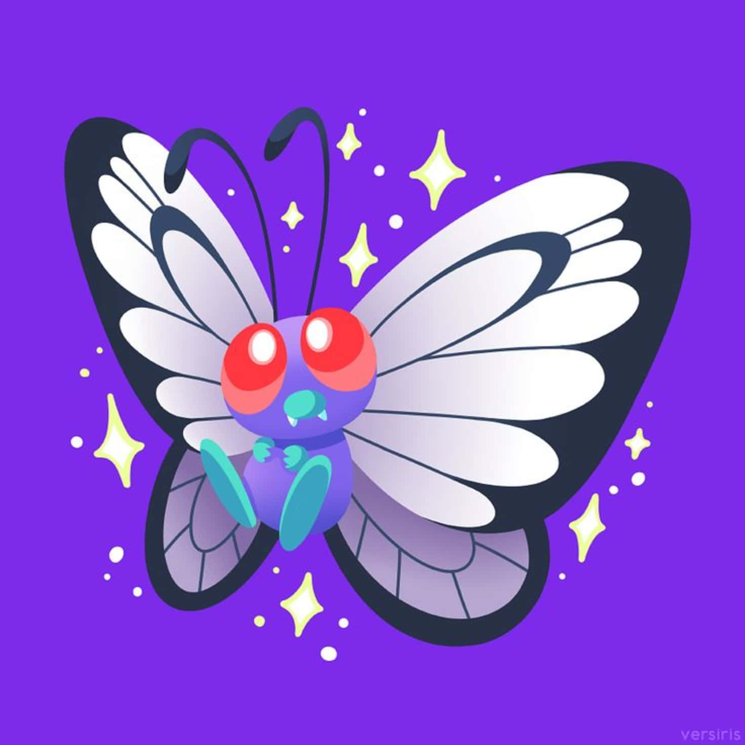 Butterfree Purple Art Wallpaper