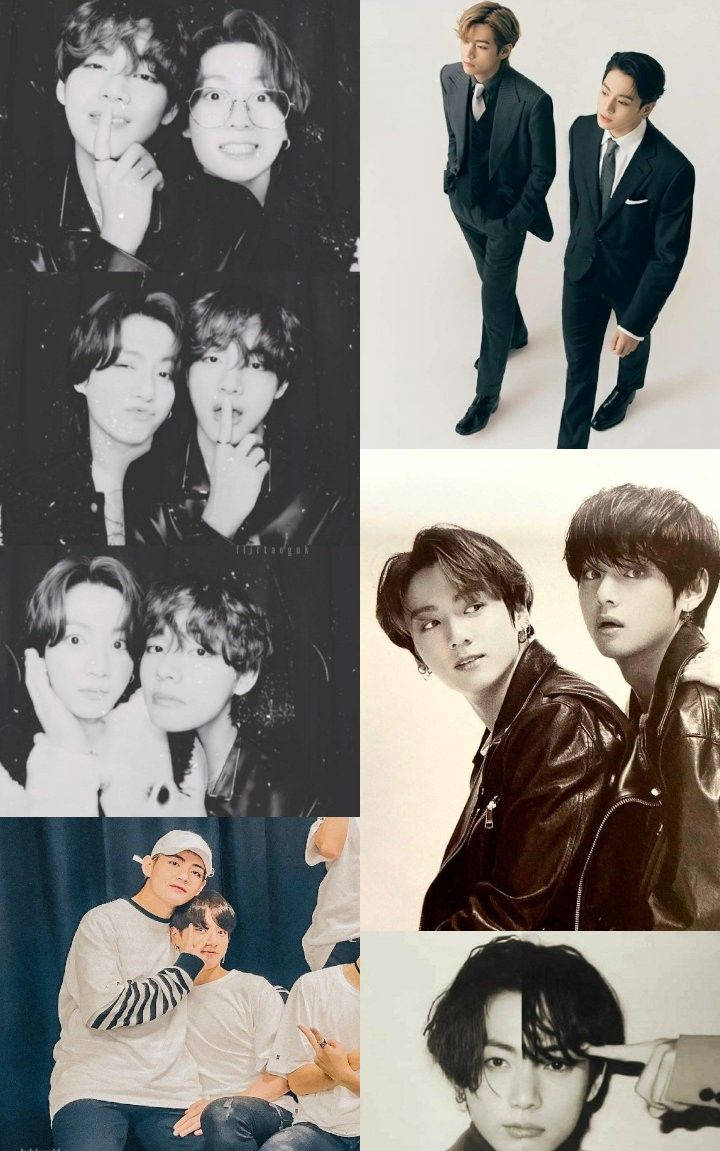 Bw Aesthetic Collage Taekook Bts Wallpaper