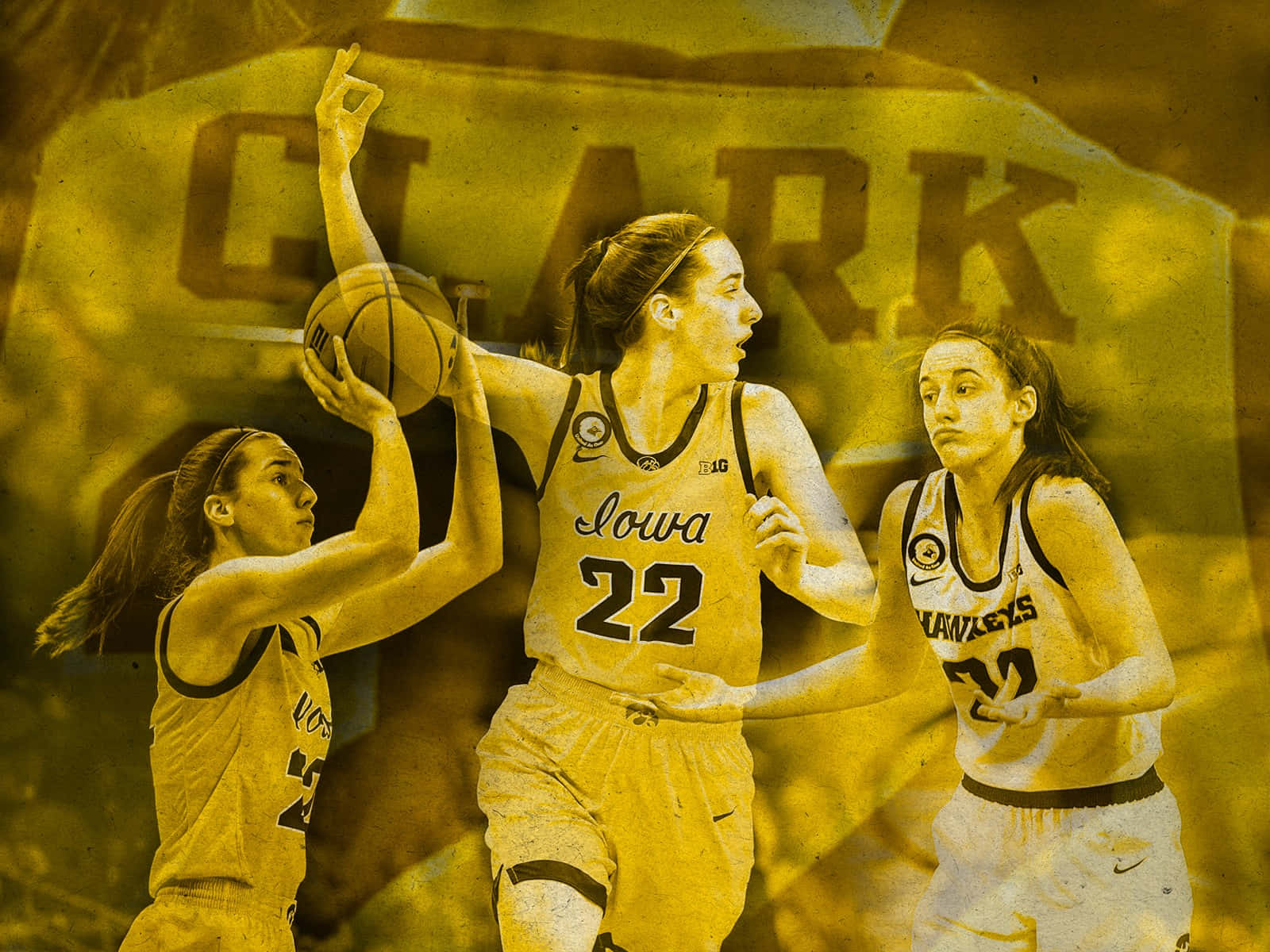 Caitlin Clark Basketball Action Collage Wallpaper