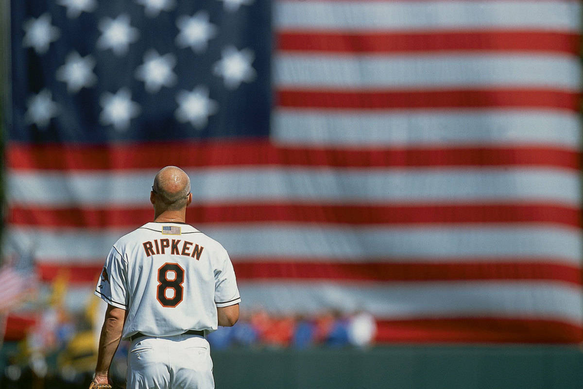 Cal Ripken Jr And U.s. Flag Wallpaper