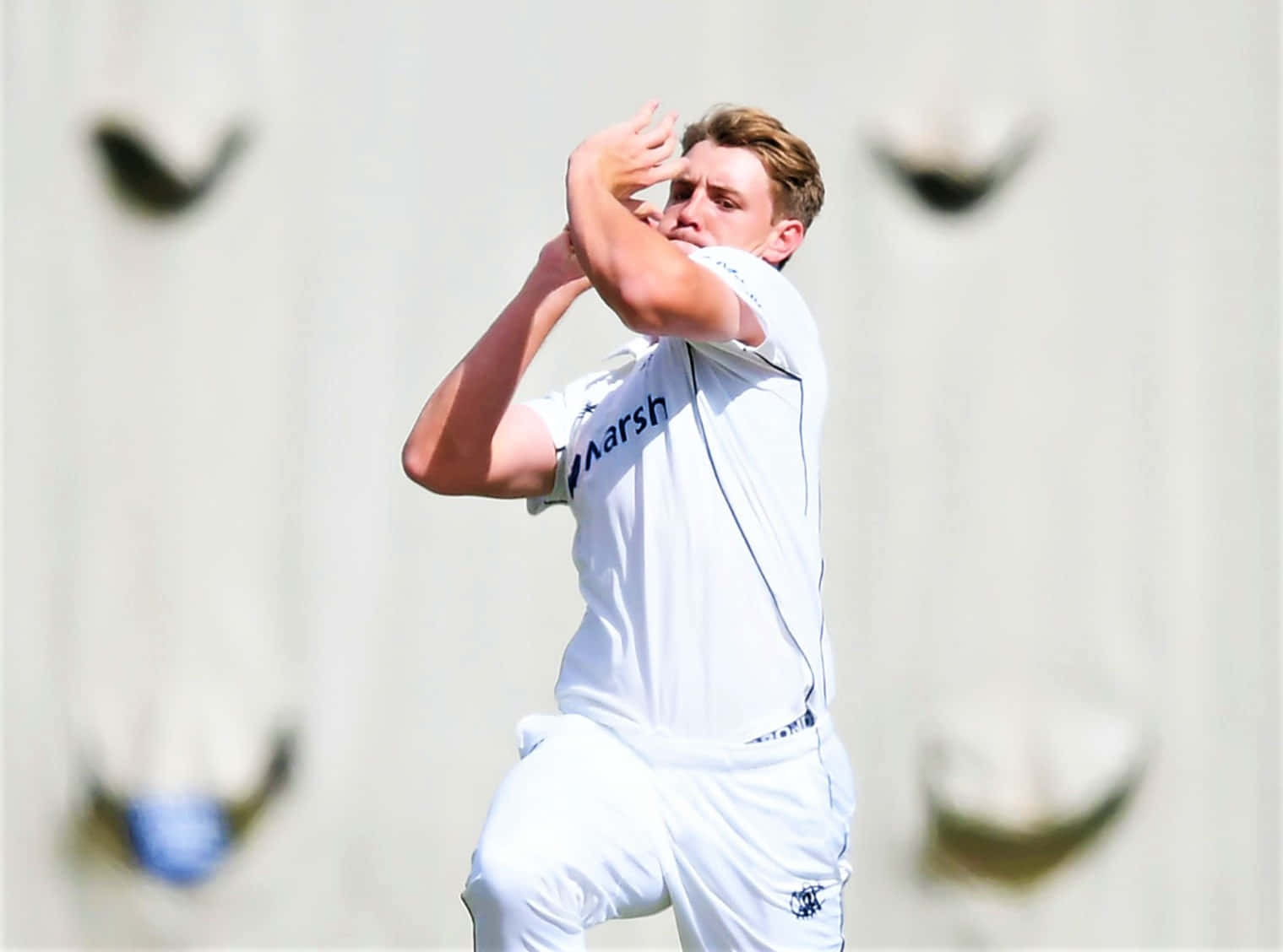 Cameron Green In Action During A Cricket Match Wallpaper