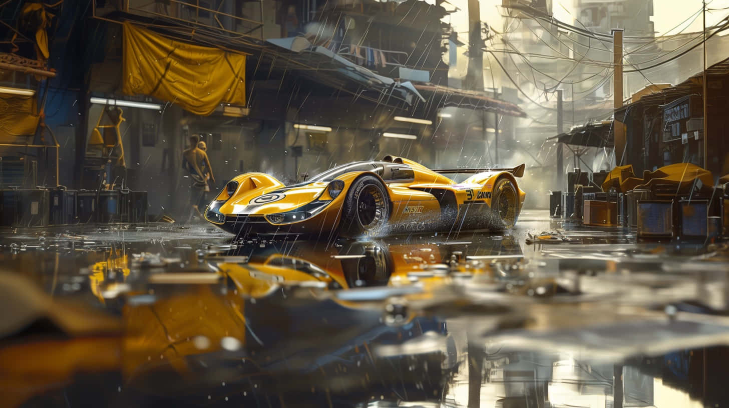 Can Am Racecarin Urban Rain Wallpaper