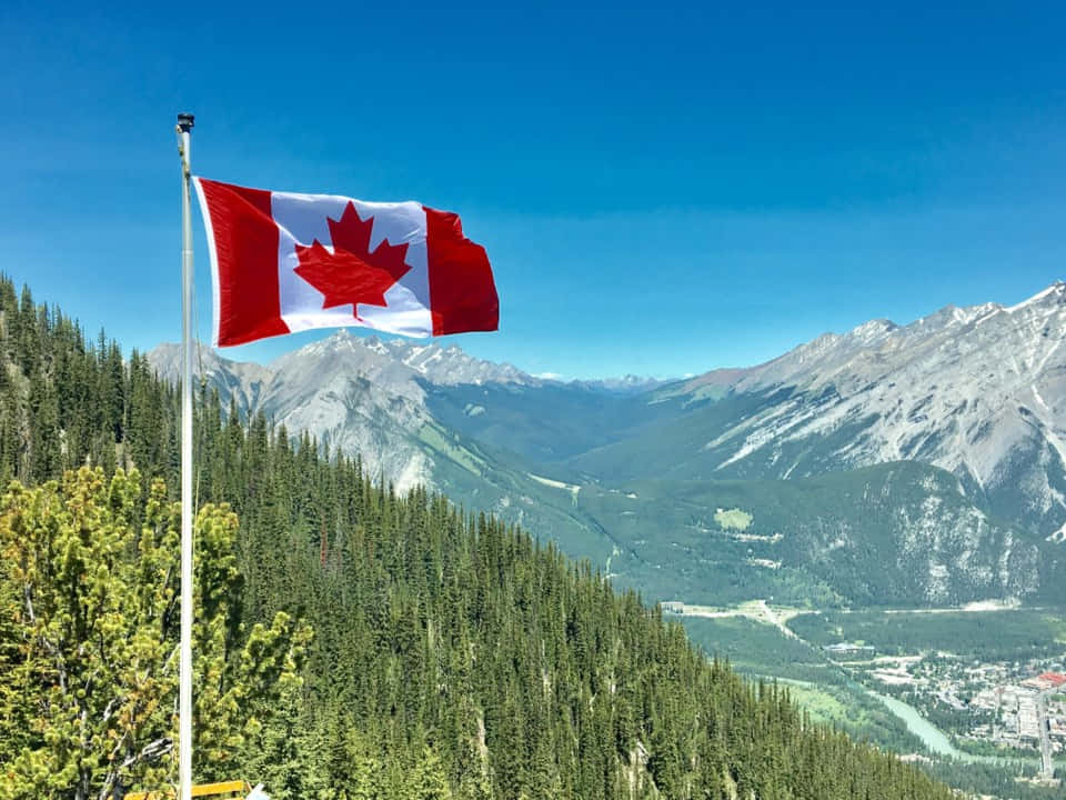 Canadian Flag Mountain View.jpg Wallpaper