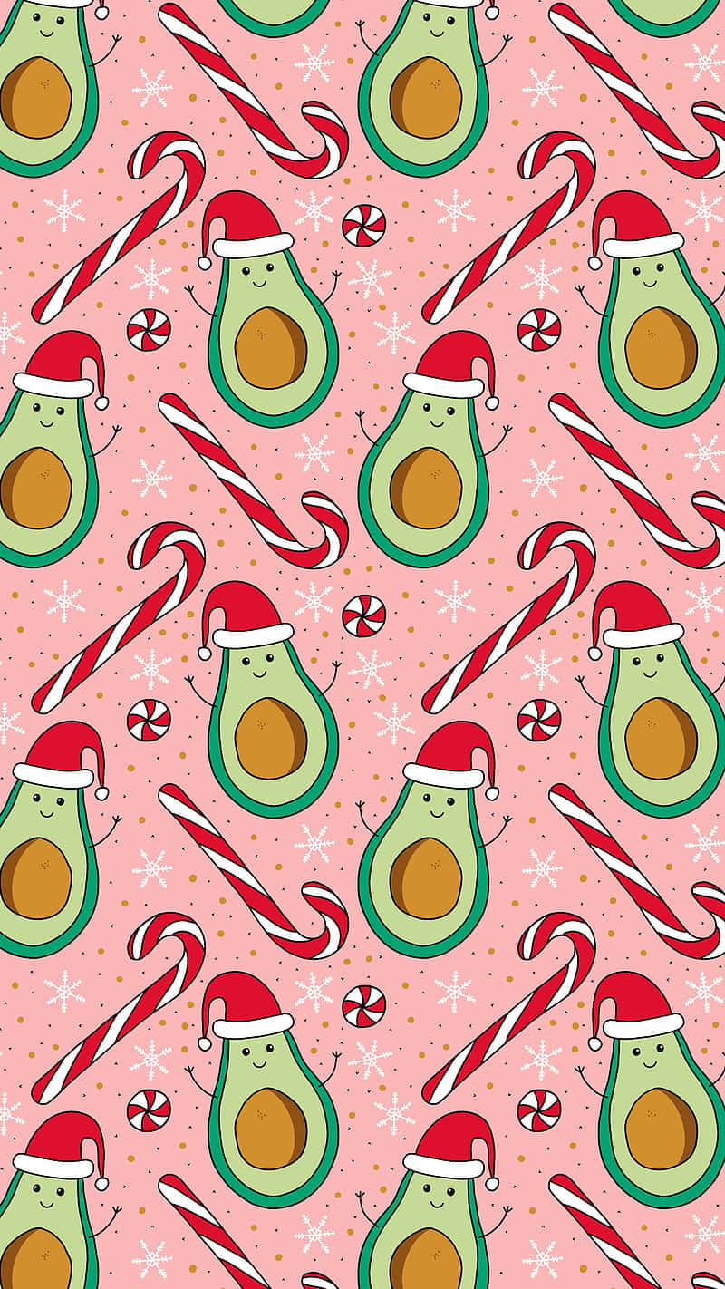 Candy Canes Avocado Cute Wallpaper