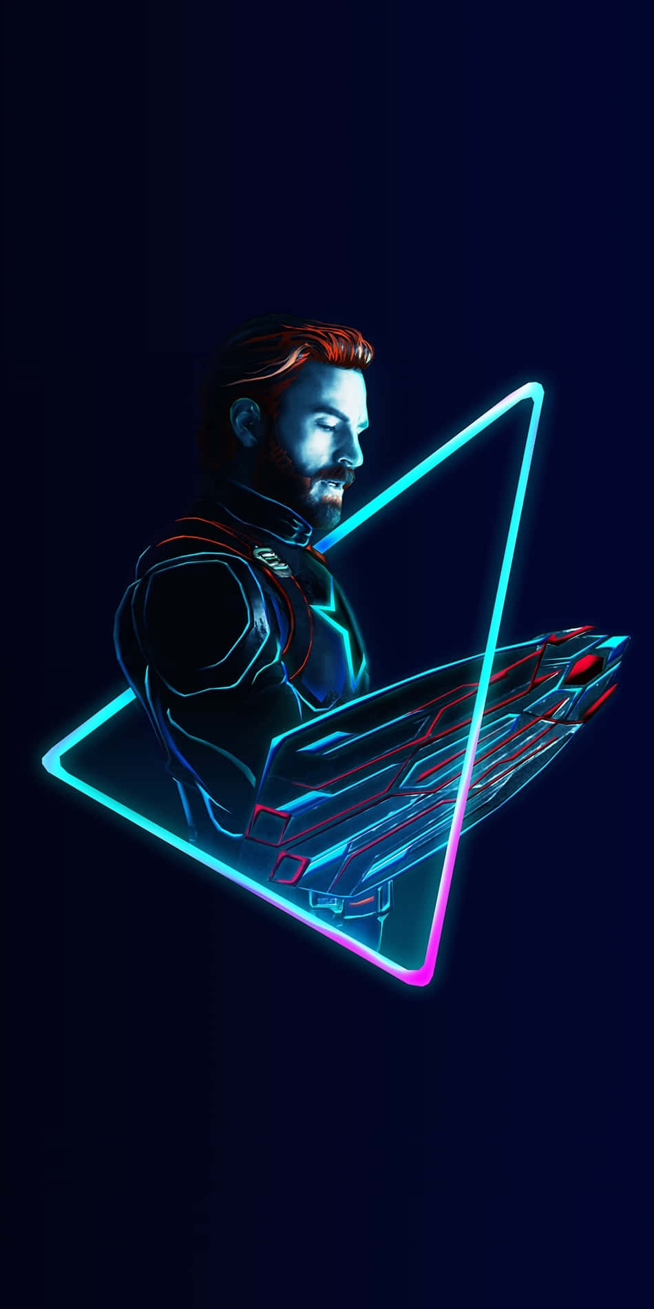 Captain America Neon Artworki Phone Wallpaper Wallpaper