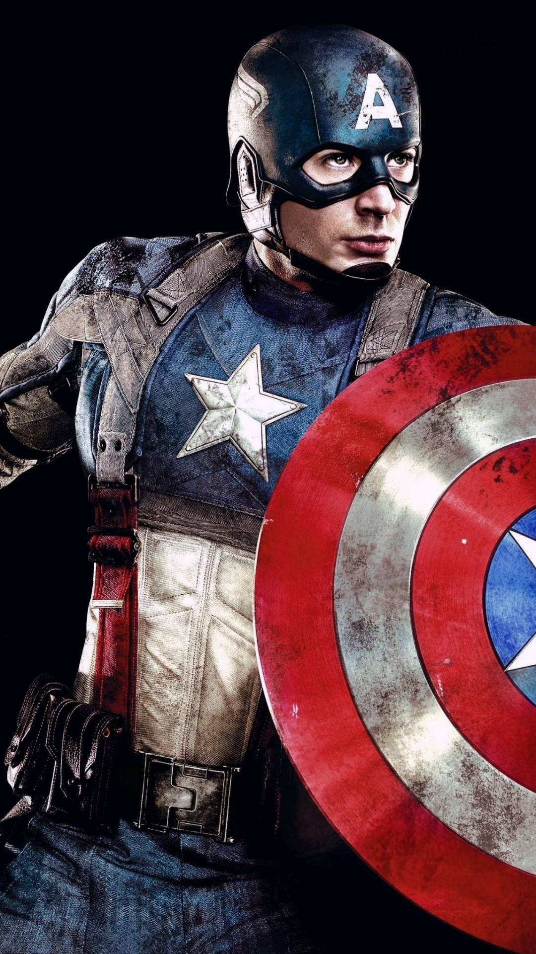 Captain America Shield Iphone Posing In Costume Wallpaper