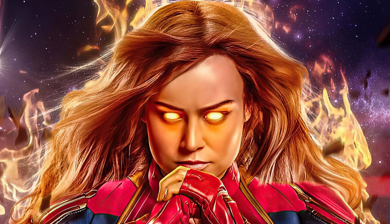 Captain Marvel Powerful Gaze Wallpaper