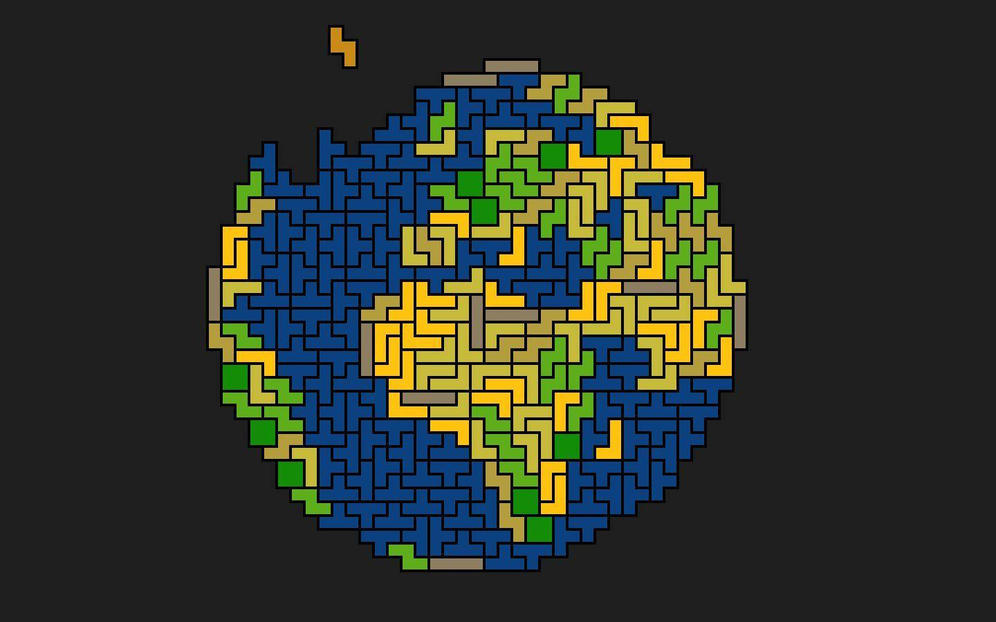 Caption: A Colorful Globe Constructed From Tetris Blocks Wallpaper