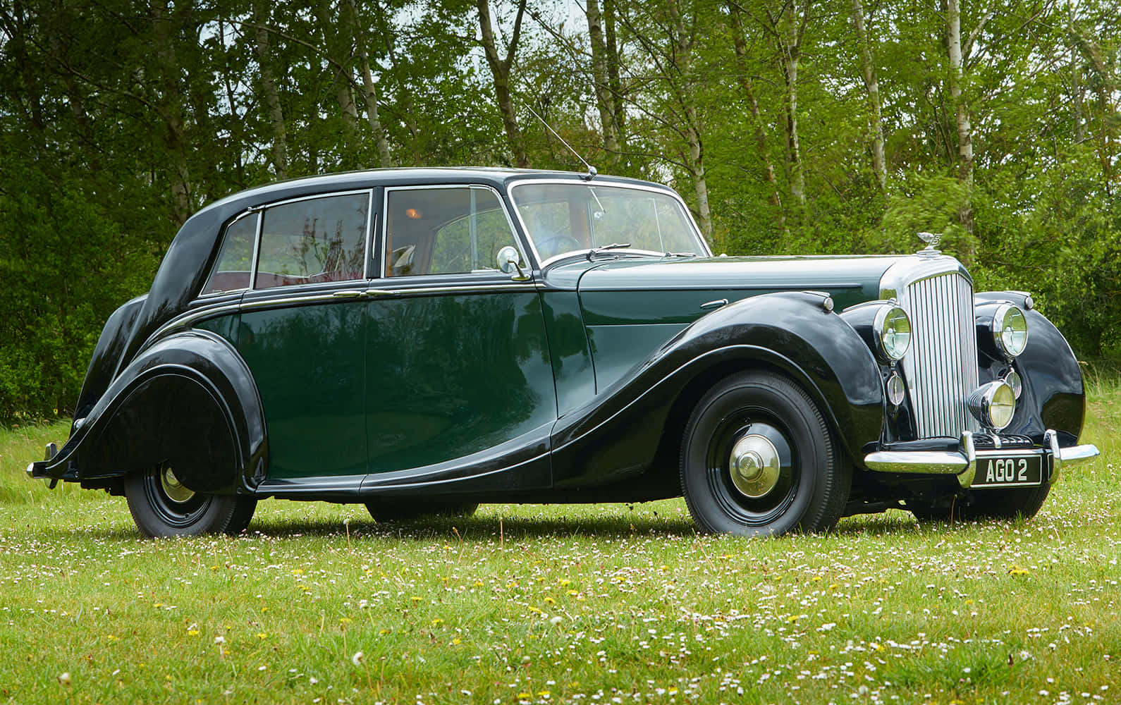 Caption: A Vintage Bentley Mark Vi Shines Radiantly In A Luxurious Setting. Wallpaper