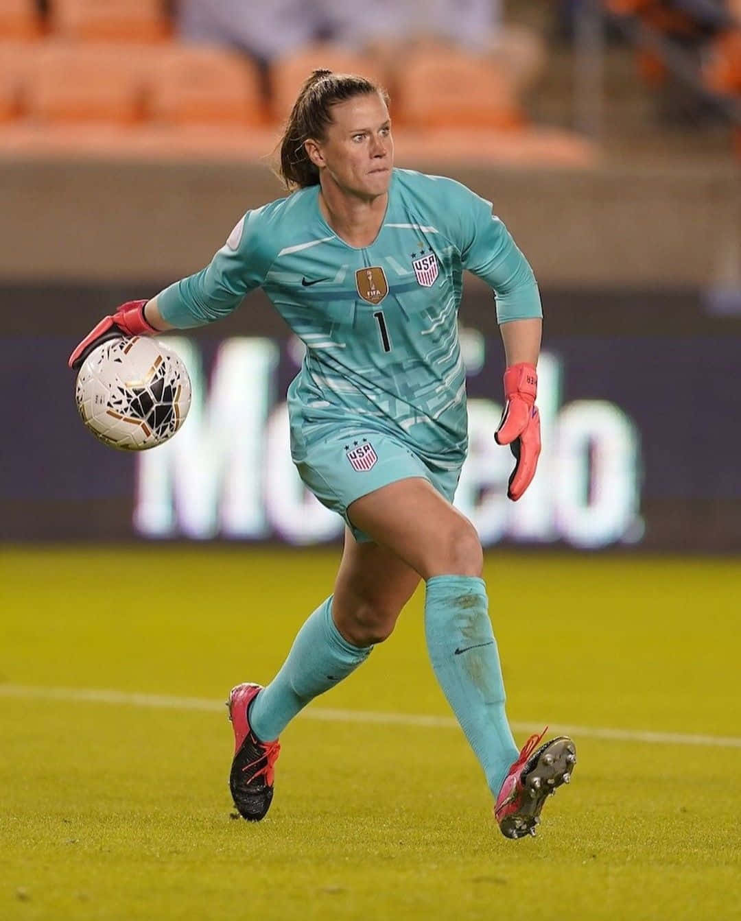 Caption: Alyssa Naeher, Us Women's National Team Goalkeeper In Action Wallpaper