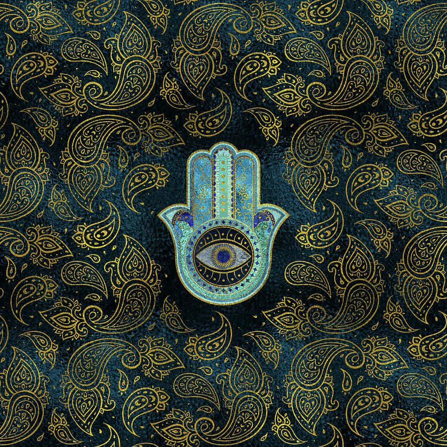 Caption: Beautiful Hamsa Symbol With Colorful Patterns Wallpaper