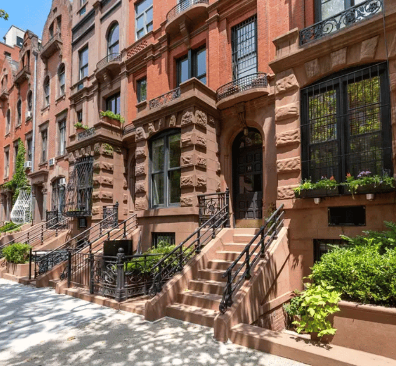 Caption: Brownstone Building Facade Wallpaper