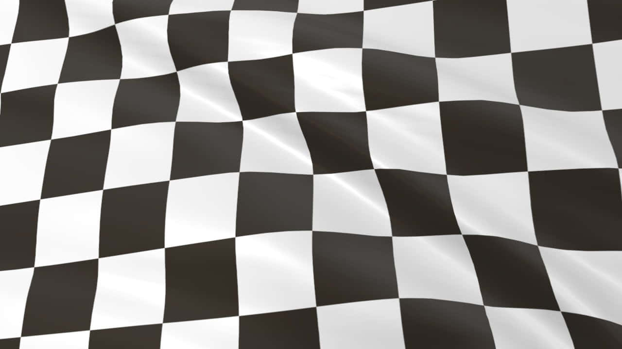 Caption: Chequered Flag Waving On Race Track Wallpaper