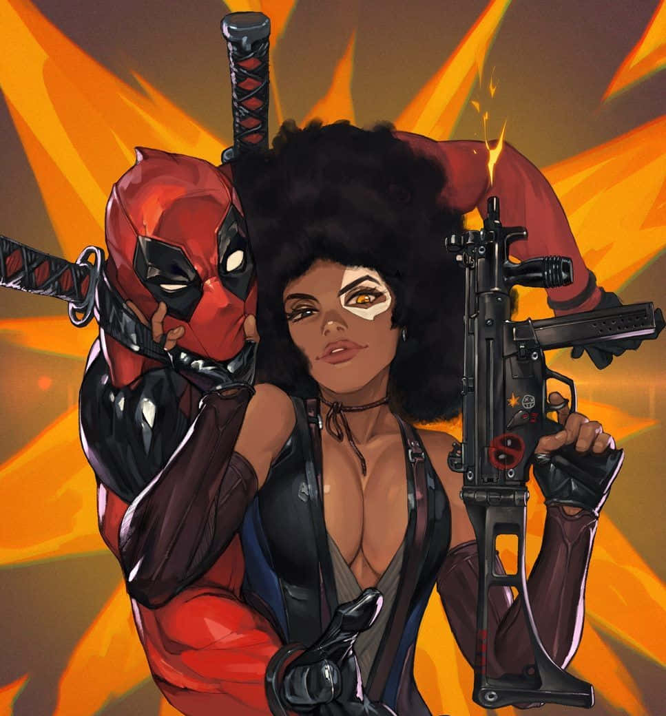 Caption: Deadpool And Domino: Unstoppable Duo Wallpaper