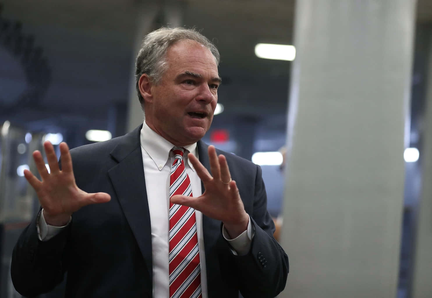 Caption: Democratic Senator Tim Kaine Passionately Addressing A Crowd Wallpaper