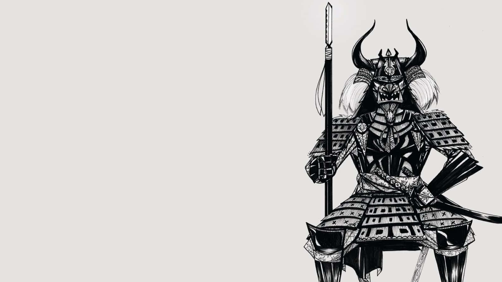 Caption: Duel Of The Samurai In Black And White Wallpaper