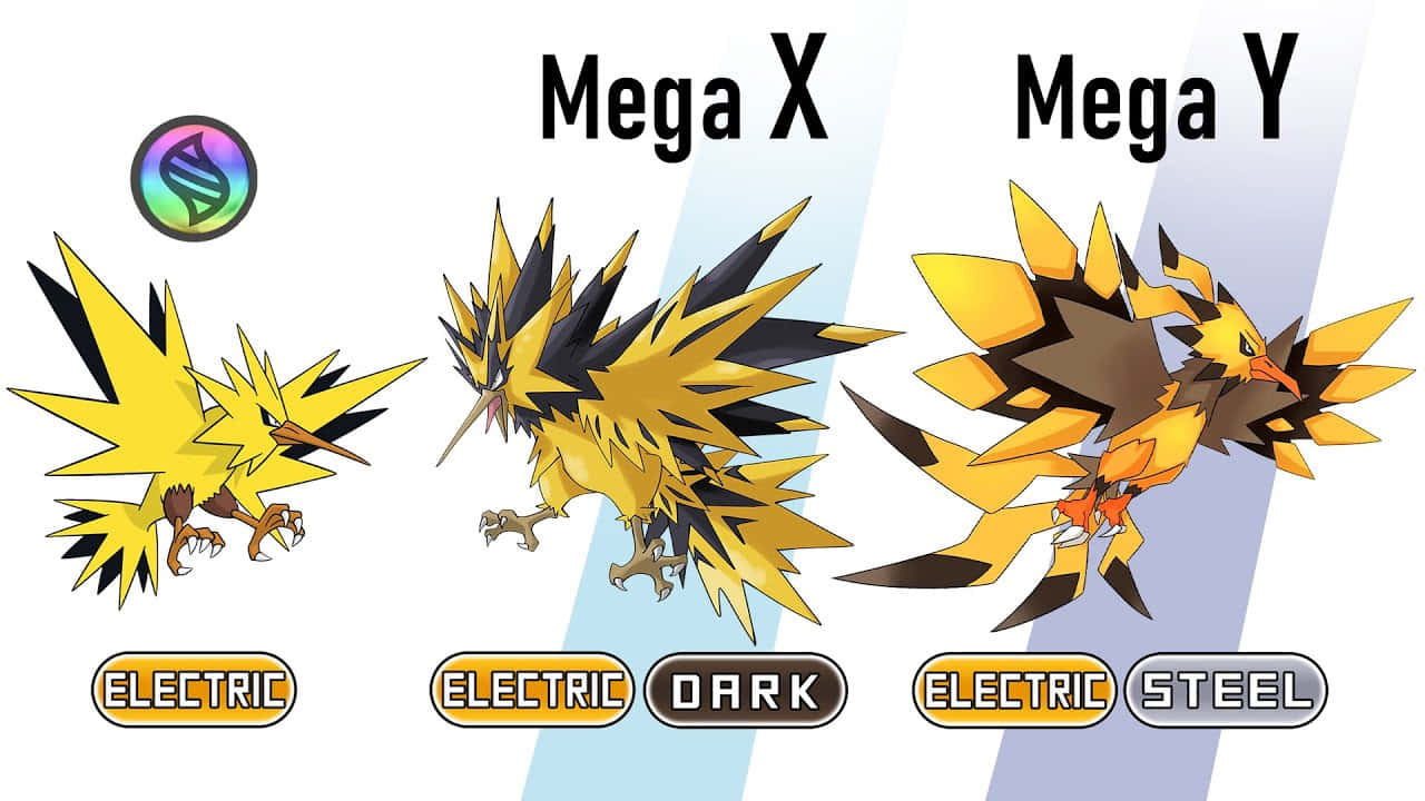 Caption: Electrifying Zapdos Mega Evolution Wallpaper