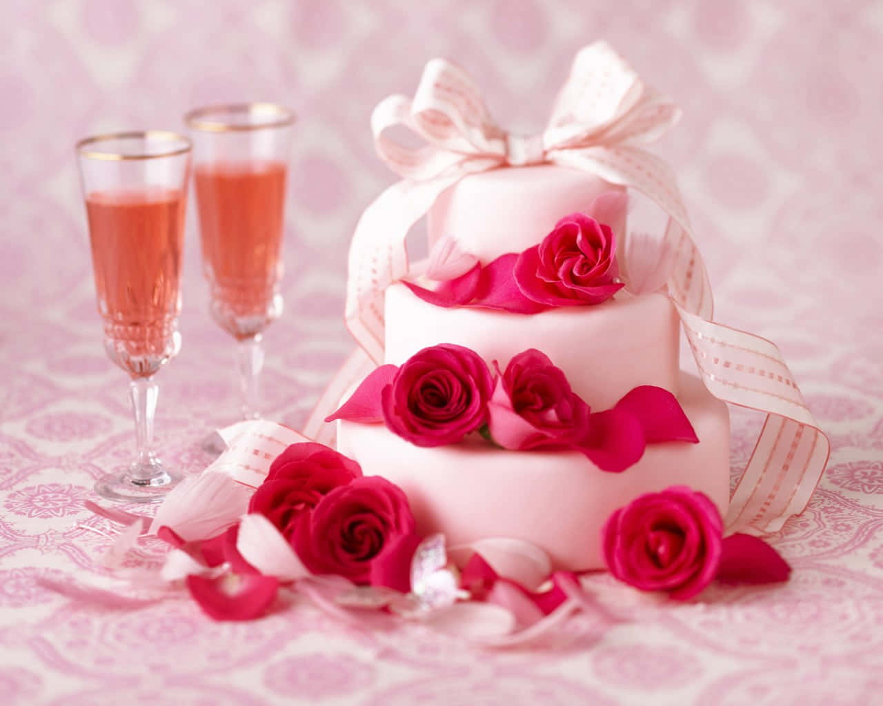 Caption: Elegant Pink Champagne Celebration Wallpaper