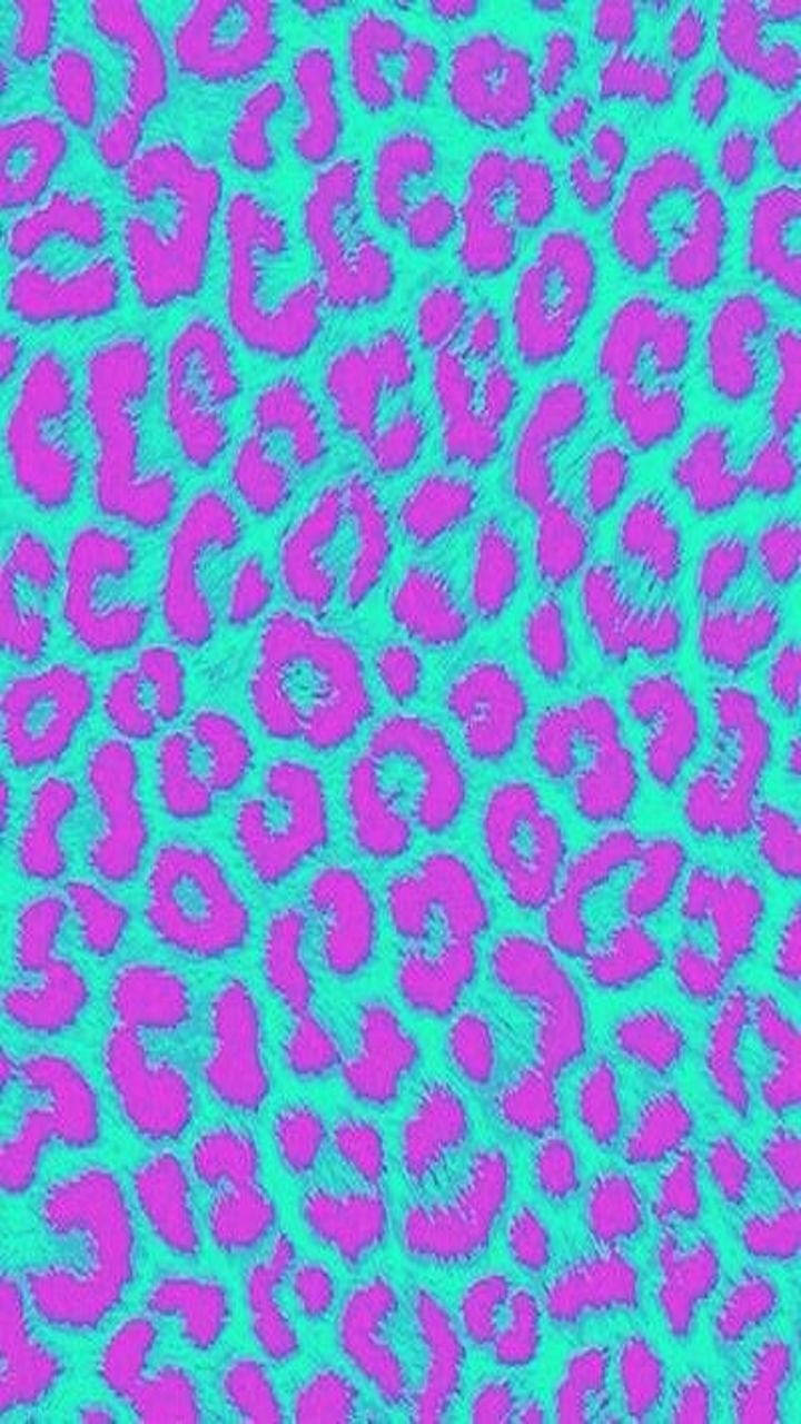 Caption: Exotic Purple Cyan Cheetah Print Wallpaper Wallpaper