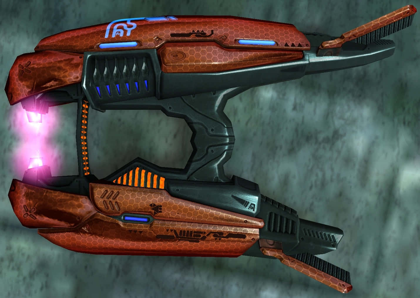 Caption: Futuristic Plasma Rifle Display Wallpaper