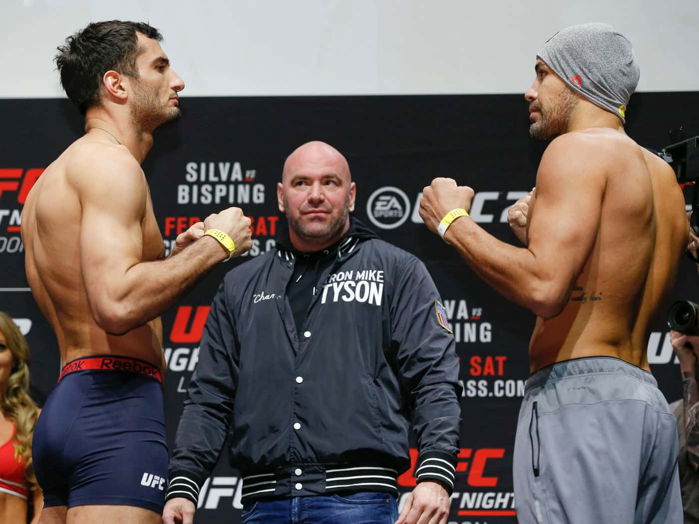 Caption: Gegard Mousasi With Thales Leites At The Weigh-in Wallpaper