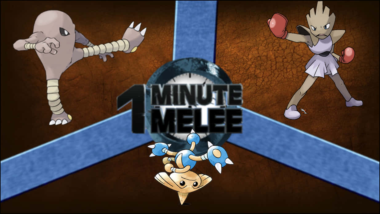 Caption: Hitmonlee In Action With Hitmonchan And Hitmontop Wallpaper