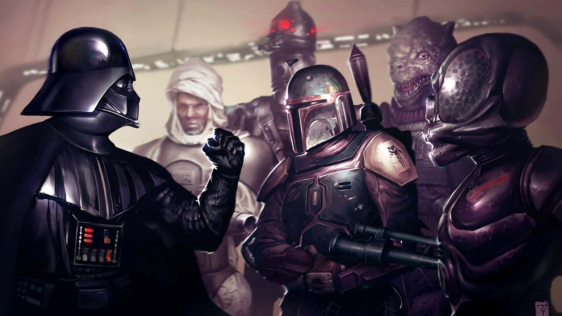 Caption: Intrepid Bounty Hunters Prepare For Action Wallpaper