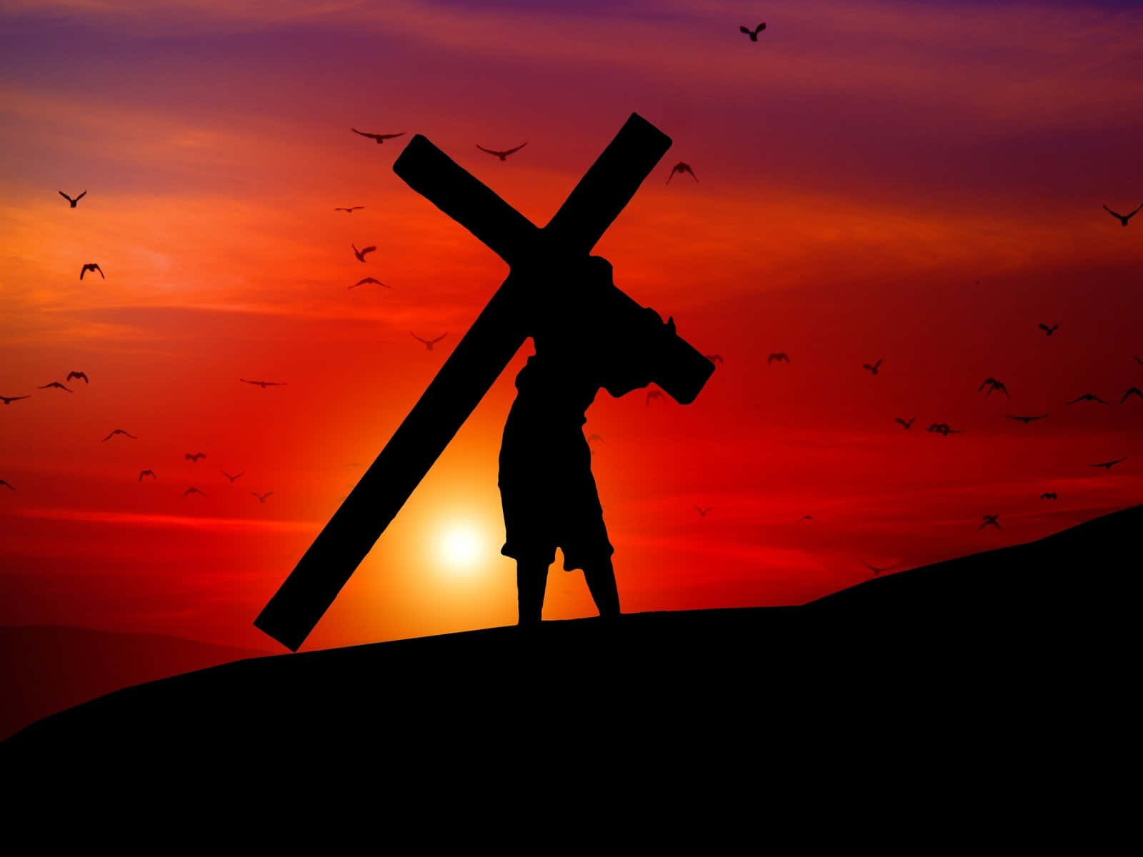 Caption: Jesus Crucifixion – A Symbol Of Sacrifice And Redemption Wallpaper