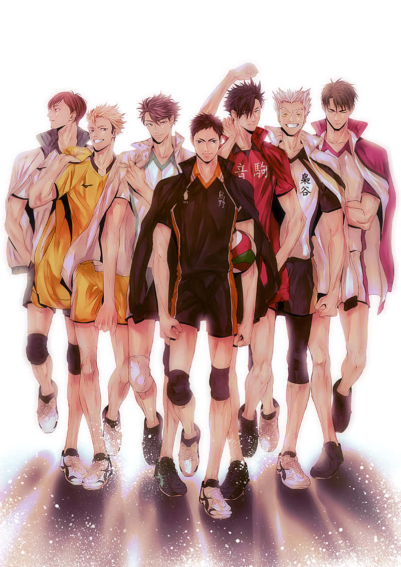 Caption: Johzenji High Volleyball Team In Action Wallpaper