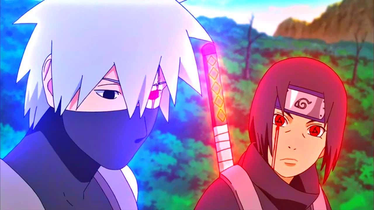 Caption: Kakashi And Itachi, A Tale Of Two Shinobi Wallpaper