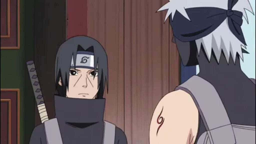 Caption: Kakashi And Itachi: Legendary Shinobi Showdown Wallpaper