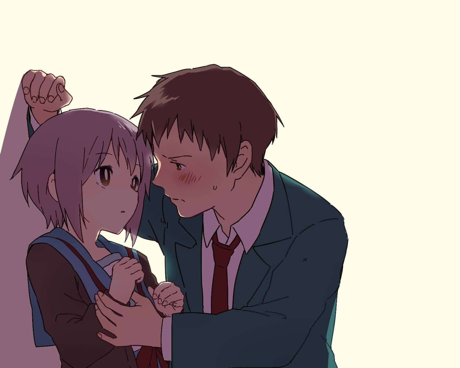 Caption: Kyon In Deep Contemplation Wallpaper