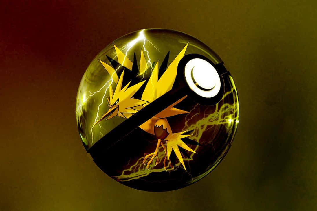 Caption: Legendary Zapdos Captured In Transparent Pokeball Wallpaper