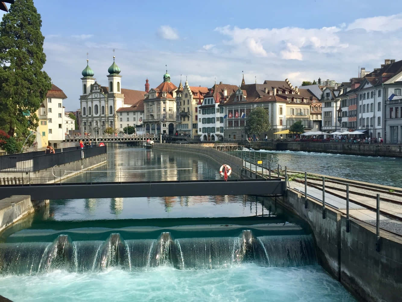 Caption: Lucerne's Iconic Lake View Wallpaper