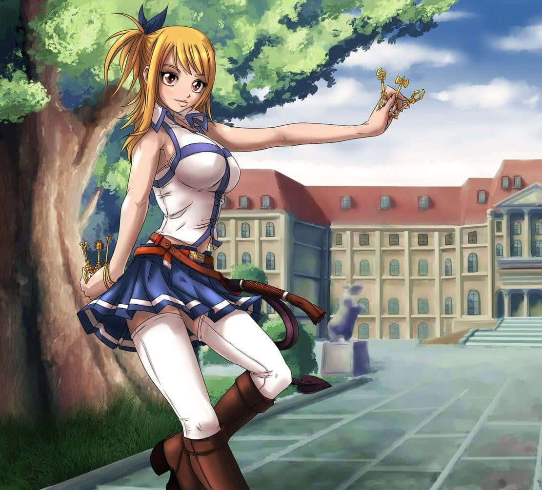 Caption: Lucy Heartfilia's Magical Charm Wallpaper