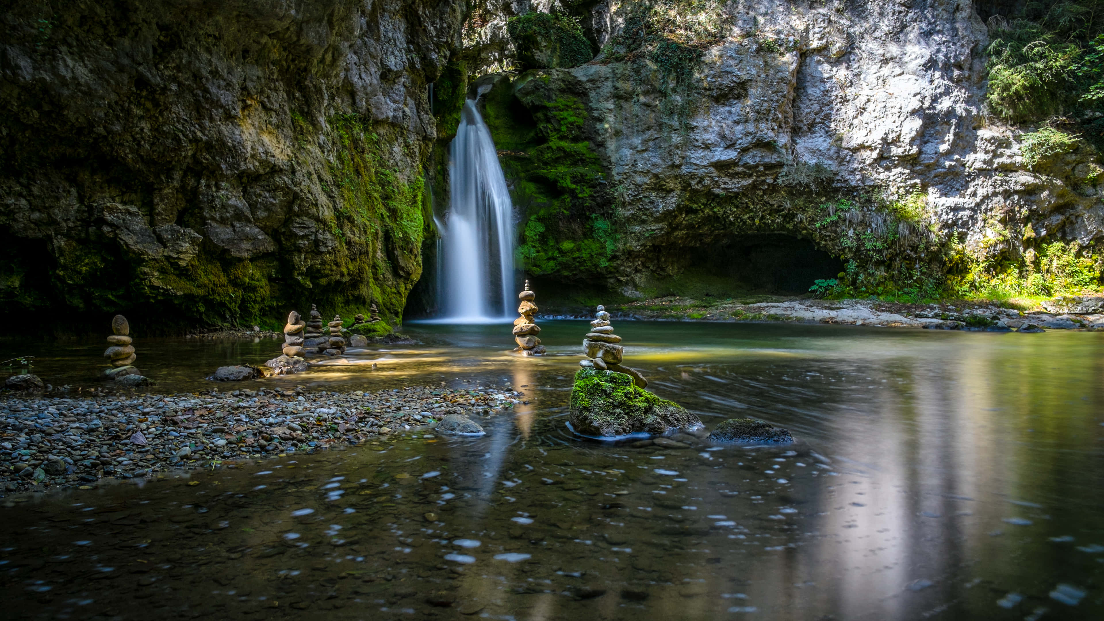 Caption: Majestic 4k Waterfall In Pristine Nature Wallpaper