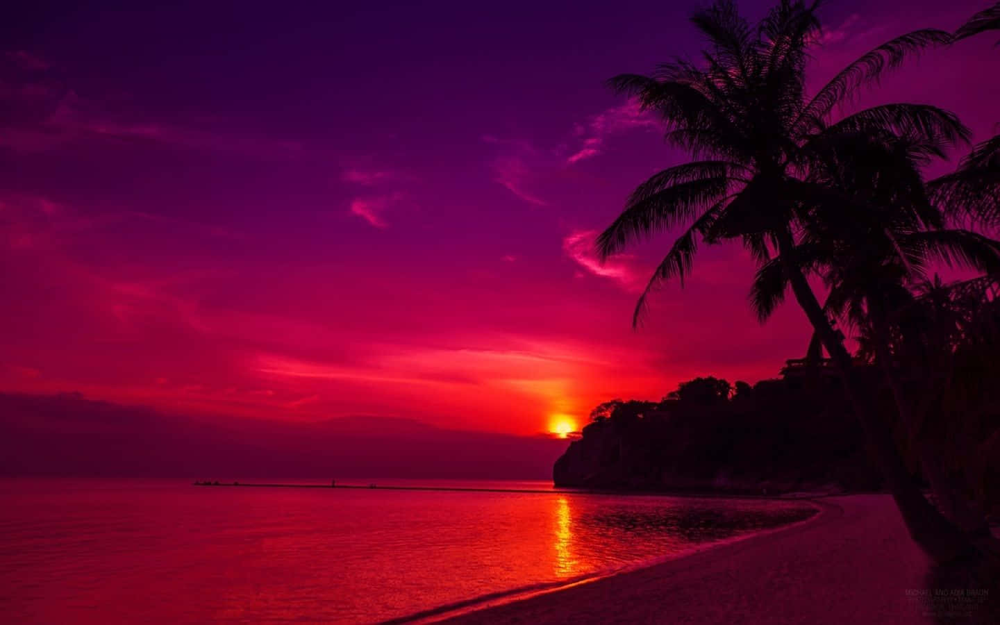 Caption: Majestic Purple Sunset Wallpaper