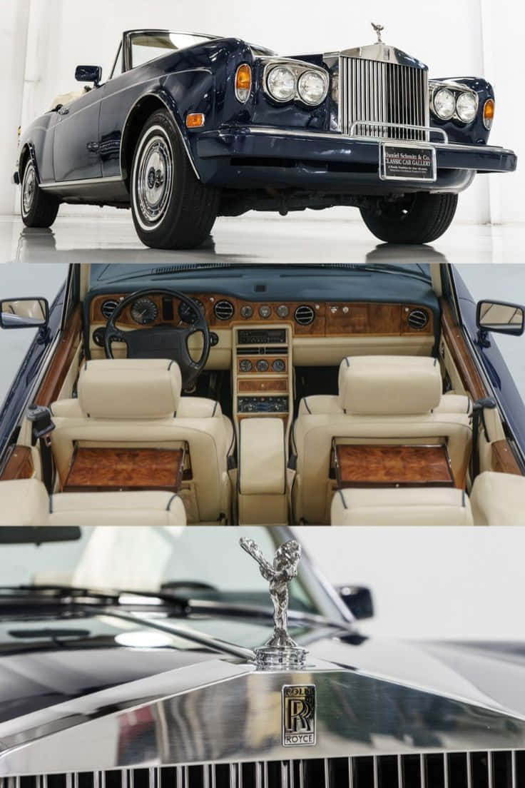 Caption: Majestic Rolls Royce Corniche In Striking Blue Wallpaper