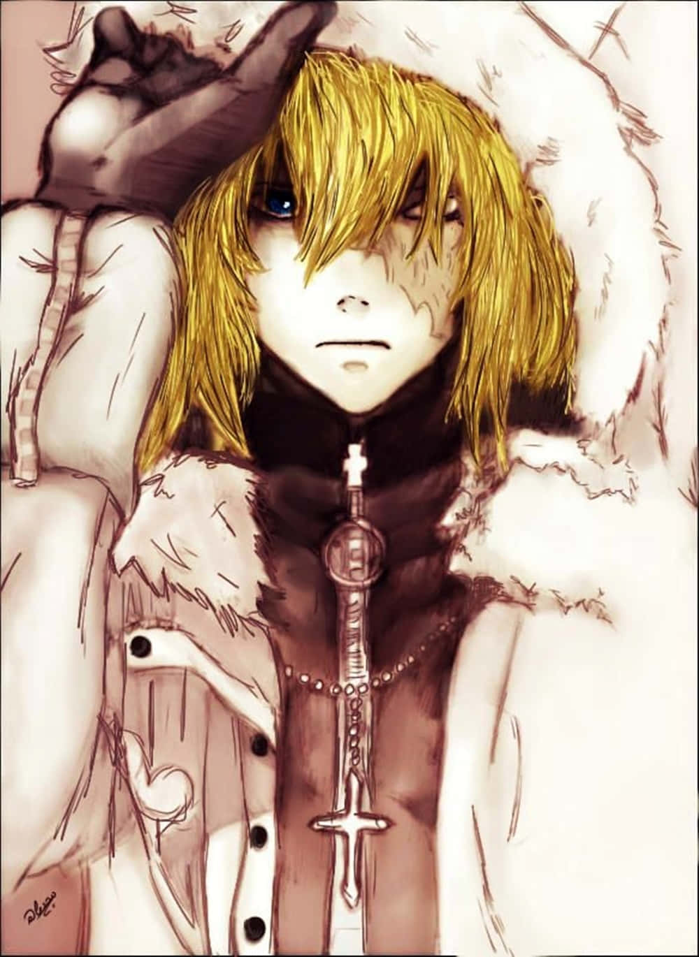 Caption: Mello From Death Note In Intense Stare Wallpaper