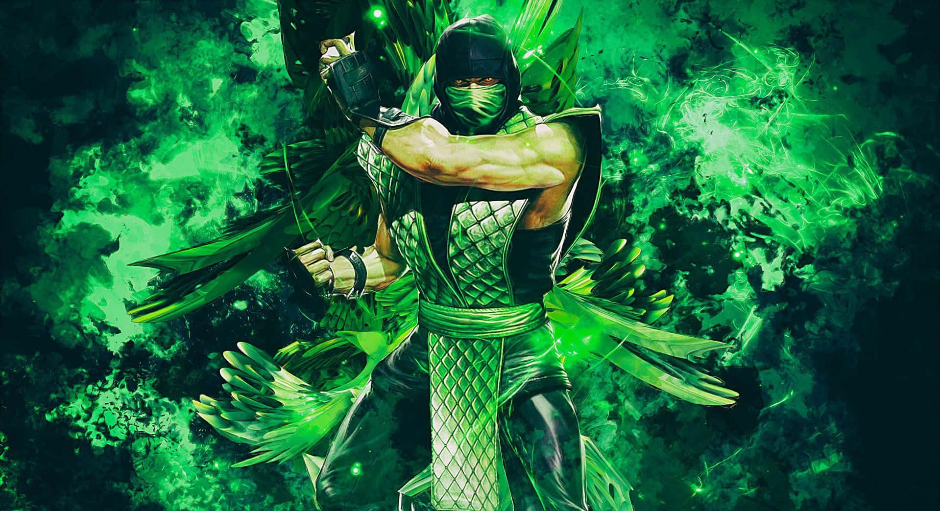 Caption: Mortal Kombat Reptile In Action Wallpaper