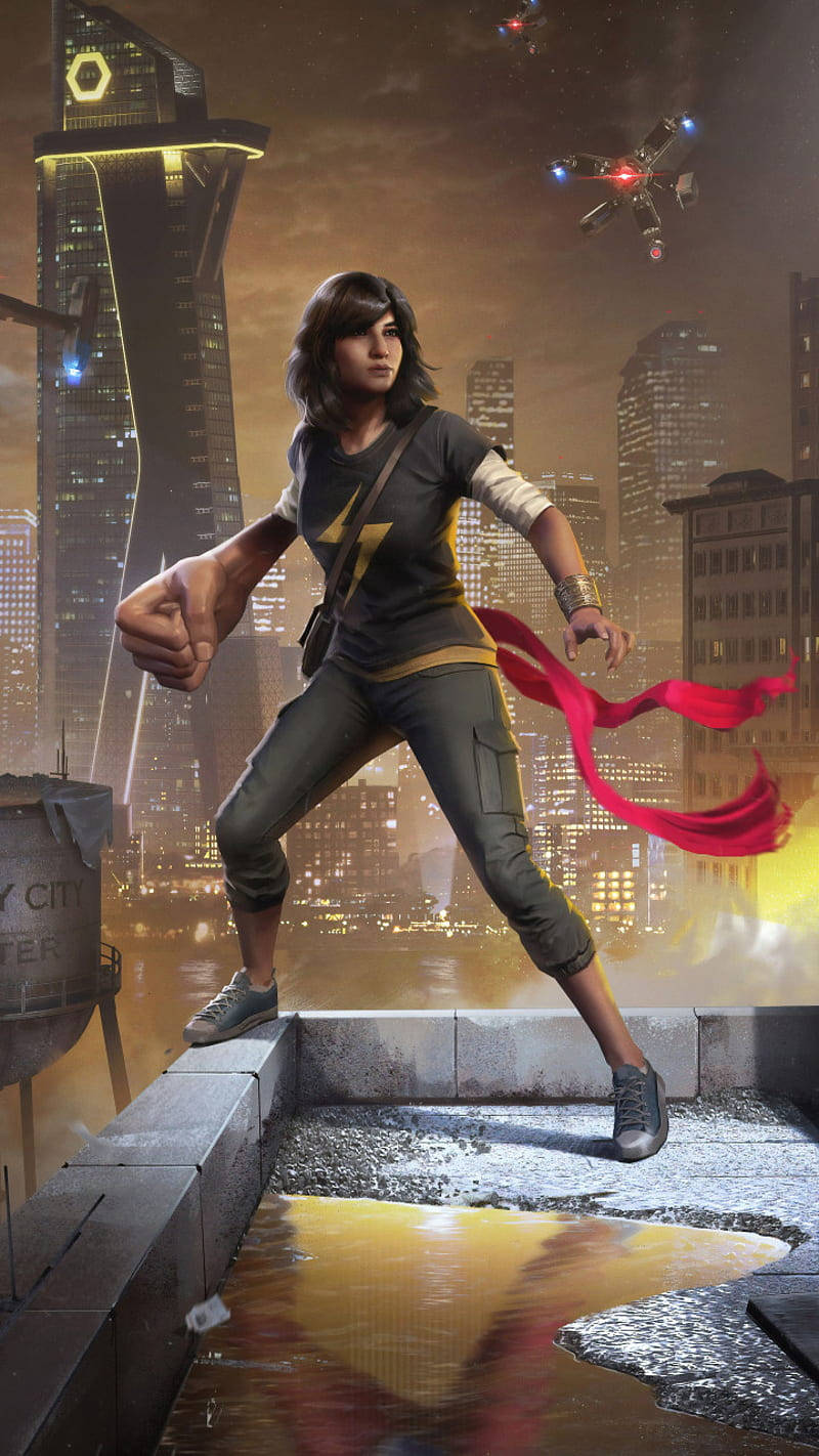 Caption: Ms Marvel Showcasing Her Power In 3d Art Wallpaper