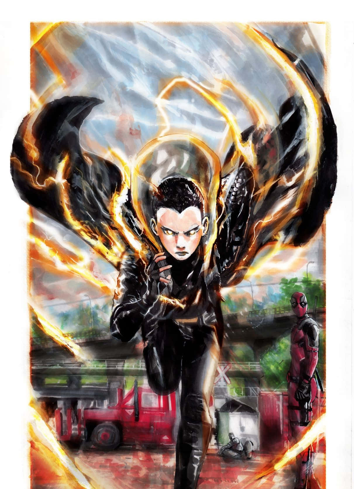 Caption: Negasonic Teenage Warhead In Action Wallpaper