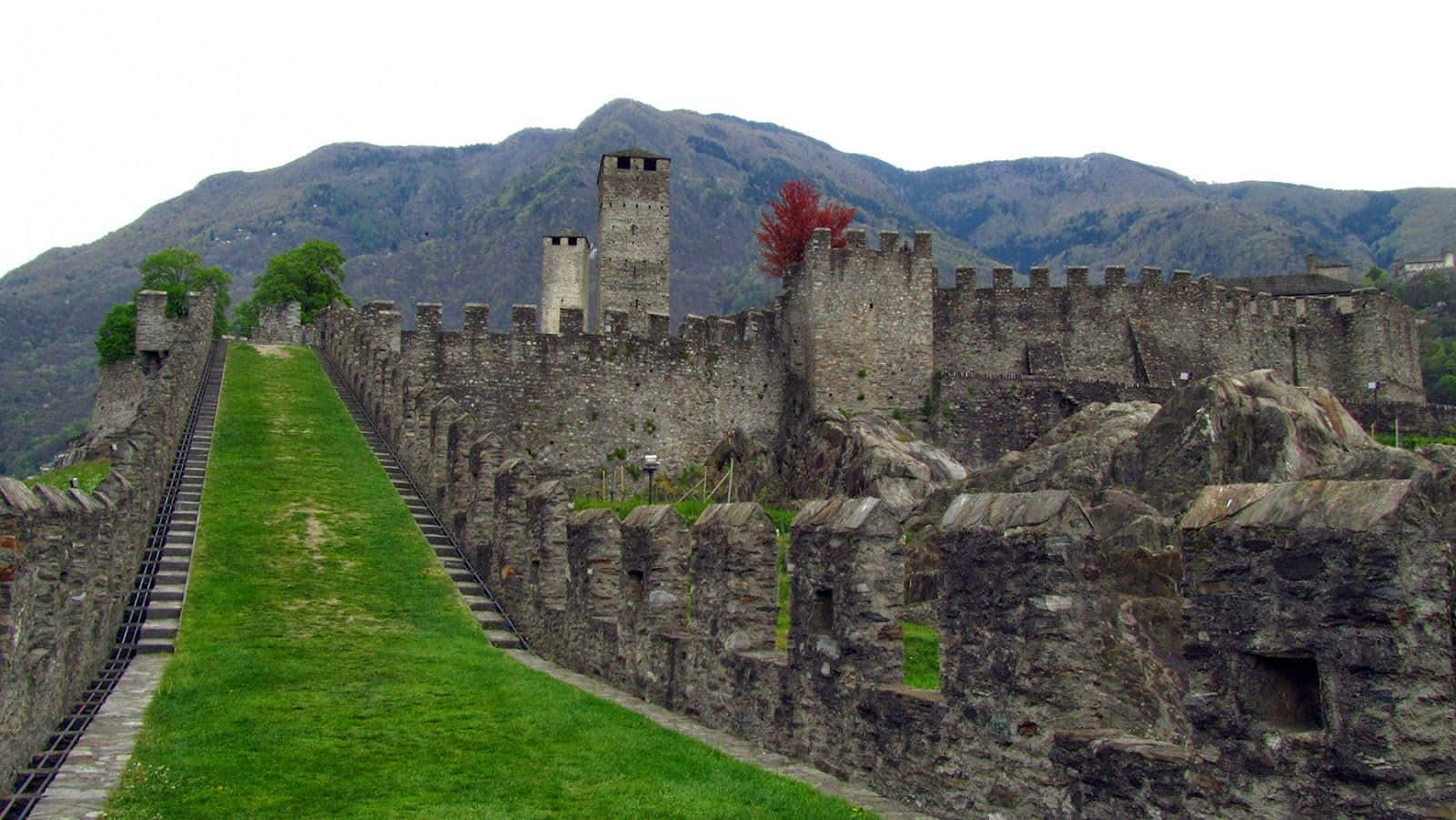 Caption: Panoramic View Of The Beautiful City Of Bellinzona, Switzerland Wallpaper