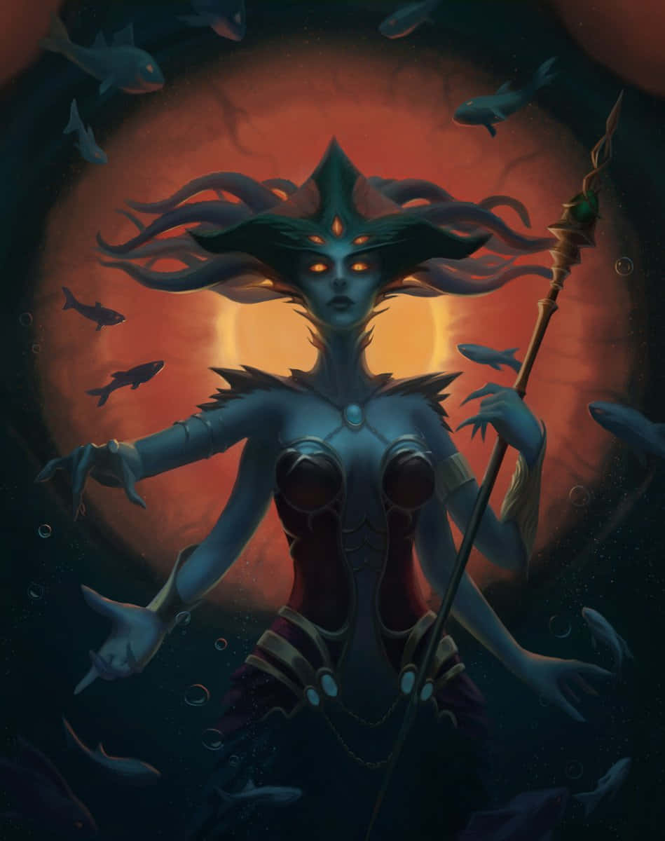 Caption: Queen Azshara Striding Forward Fearlessly Wallpaper