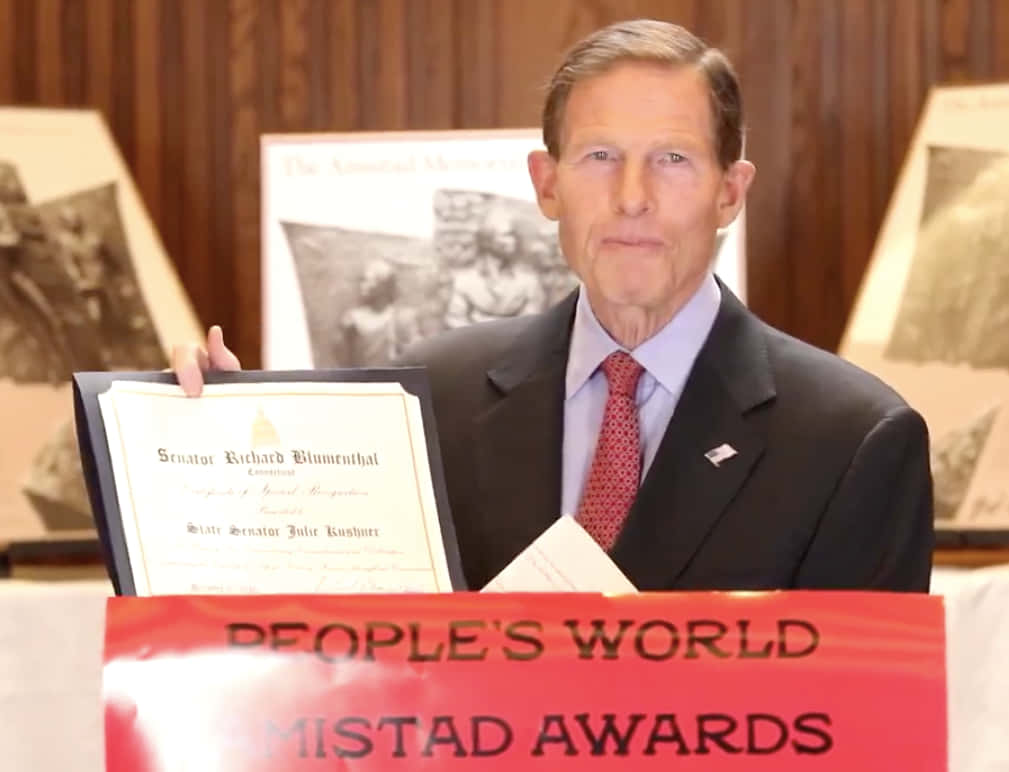 Caption: Richard Blumenthal Presenting Awards Ceremony Wallpaper