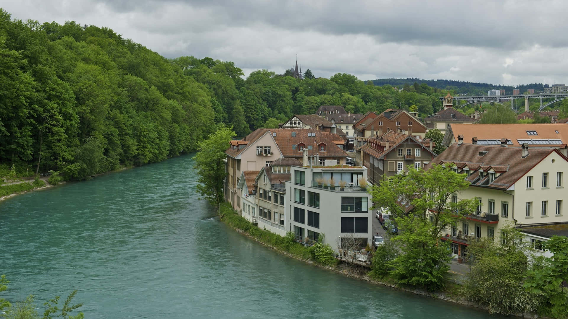 Caption: Scenic View Of Bern, Switzerland At Sunset Wallpaper